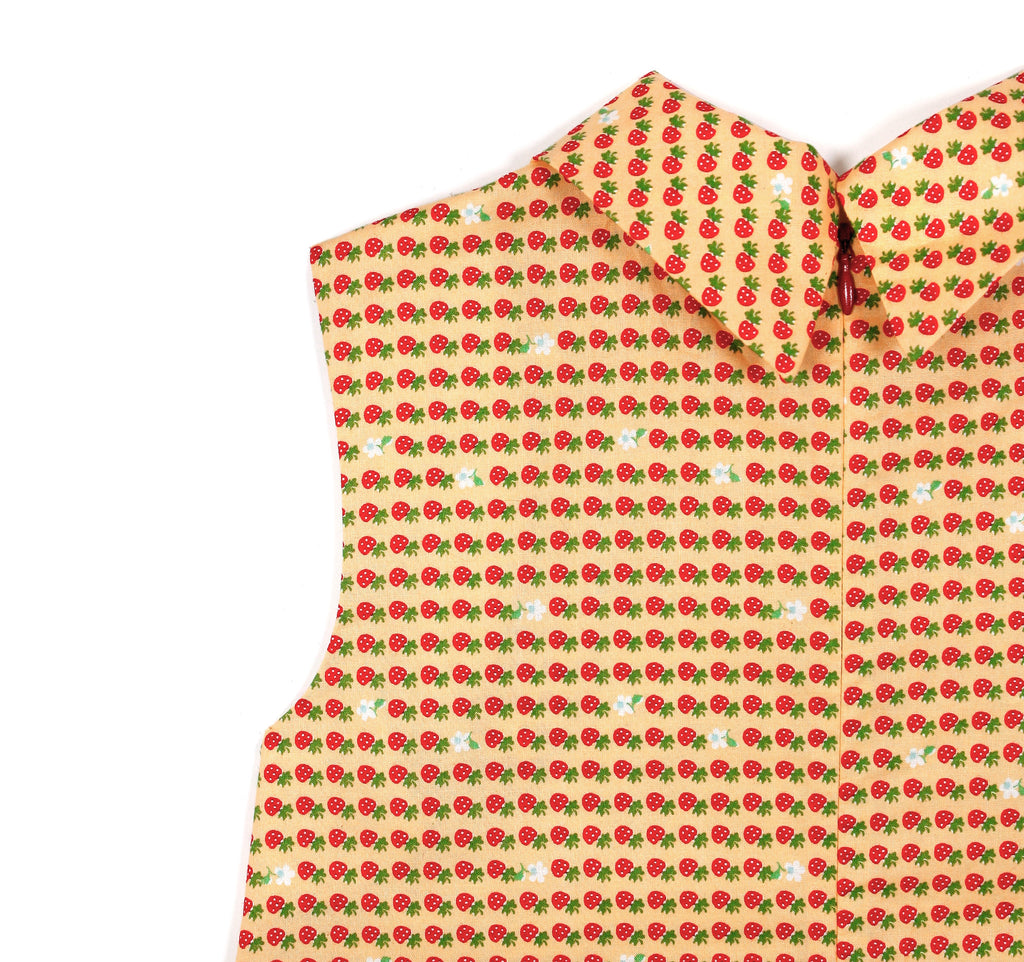 Flip Collar Dress in Yellow Strawberries