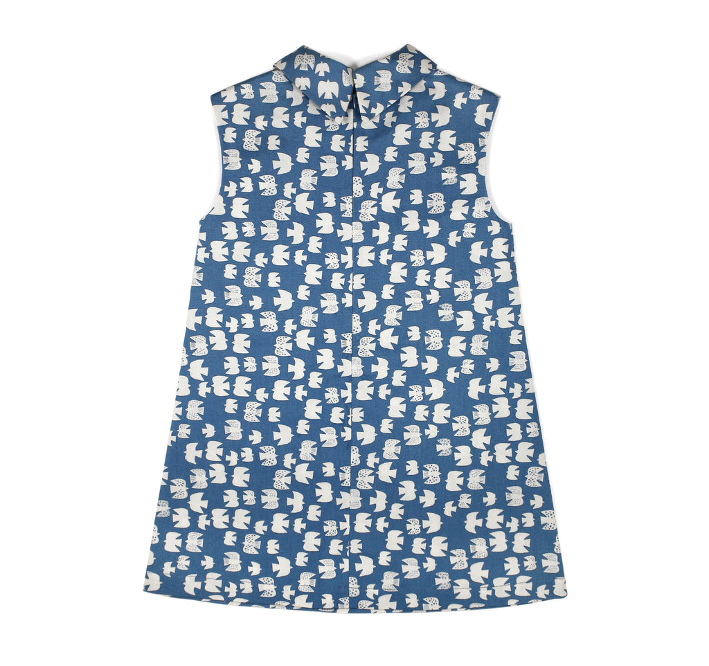 Flip Collar Dress in Cornflower Blue
